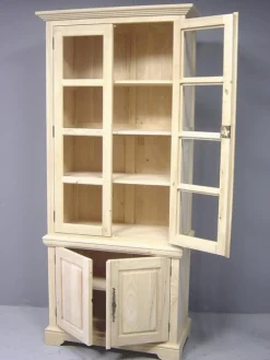 Bibliothèques En Bois|Bibliothèques En Bois|Tradition Bibliothèque vitrée 4 portes hévéa 90x45x205cm
