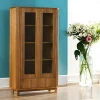 Vaisseliers Contemporains|Vaisseliers Contemporains|IENA Bibliothèque vitrée chêne rainuré 2 portes 2 tiroirs