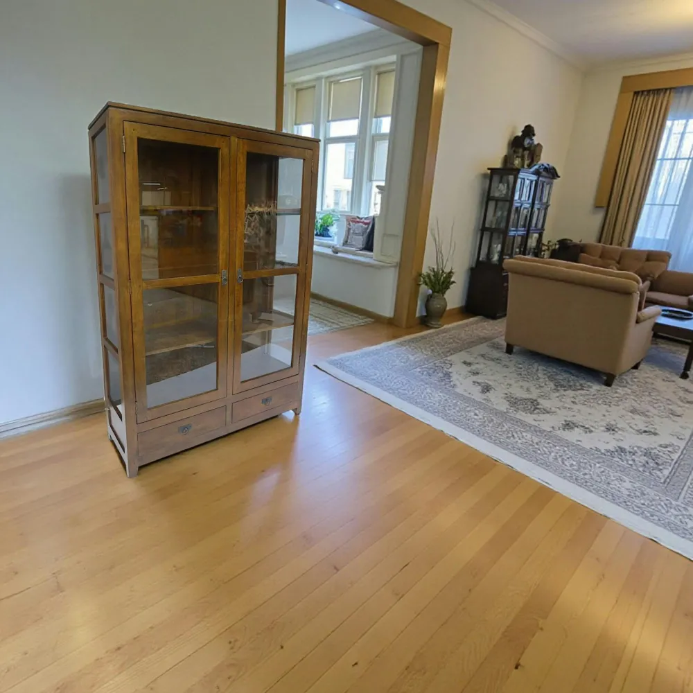 Vaisseliers Contemporains|Vaisseliers Contemporains|Helena Bibliothèque vitrée Hévéa 2 portes, 2 tiroirs, 120x38x170cm