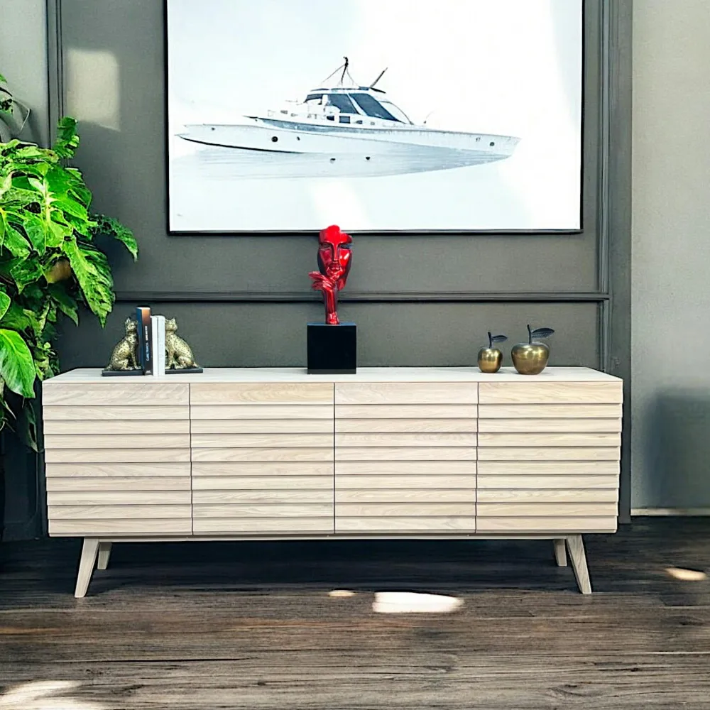 Buffets Contemporains|Buffets Contemporains|COLOGNE Bibliothèque vitrine en bois de chêne blanc