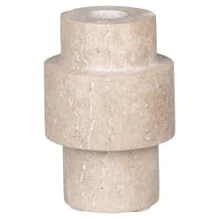 Objets Décoration·Lanternes / Photophores| Bougeoir en travertin naturel - forme totem moderne et minimaliste