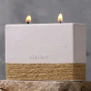 Décorations De Noël·Toute La Déco De Noël|Bougies / Parfums D'Intérieur| Bougie parfumée blanche 2 mèches – socle corde tressée