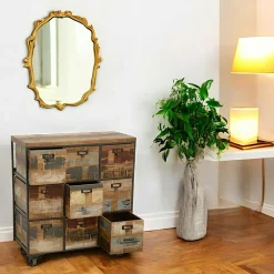 Tables De Chevet Industrielles|Loft / Loft Colors Bout de Canapé / Table de Chevet à roulettes 1 tiroir, double plateaux en Hévéa recyclé coloré et métal 50x50x55cm LOFT COLORS