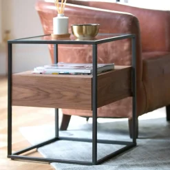 Bouts De Canapé En Bois|TORONTO Bout de canapé bois de noyer verre