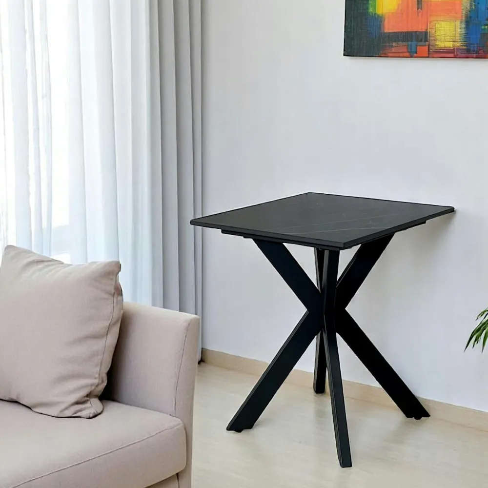 Univers Déco·Design Contemporain|OTTAWA Bout de canapé design en céramique noire marbrée