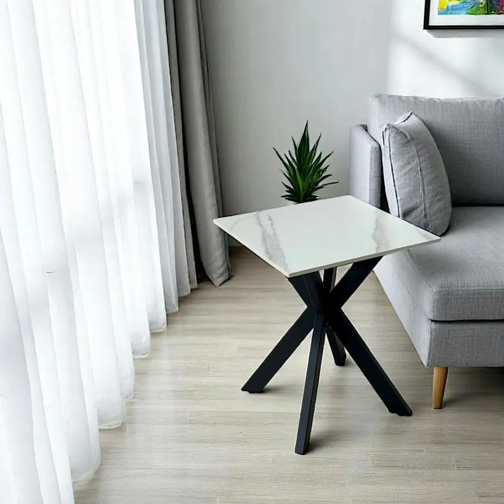 Univers Déco·Design Contemporain|OTTAWA Bout de canapé design en céramique noire marbrée