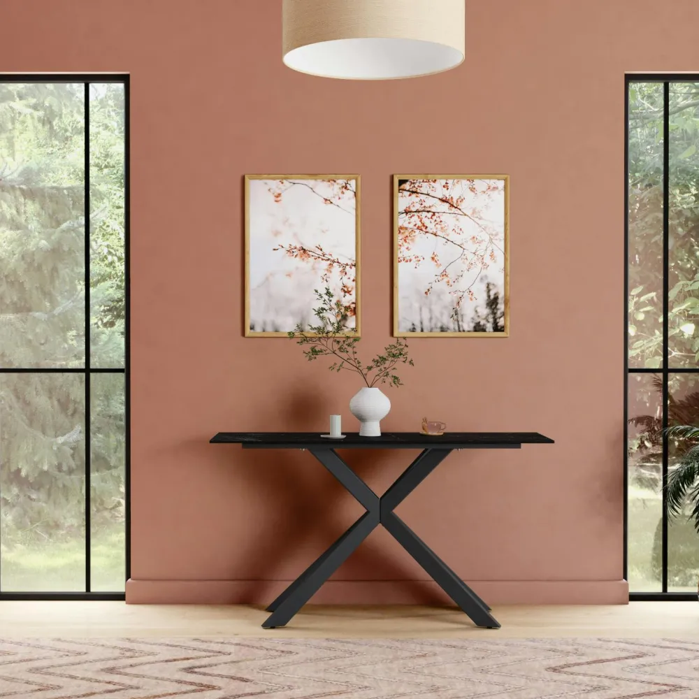 Univers Déco·Design Contemporain|OTTAWA Bout de canapé design en céramique noire marbrée