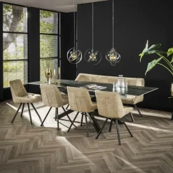 Univers Déco·Design Contemporain|OTTAWA Bout de canapé design en céramique noire marbrée