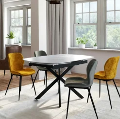 Univers Déco·Design Contemporain|OTTAWA Bout de canapé design en céramique blanche marbrée