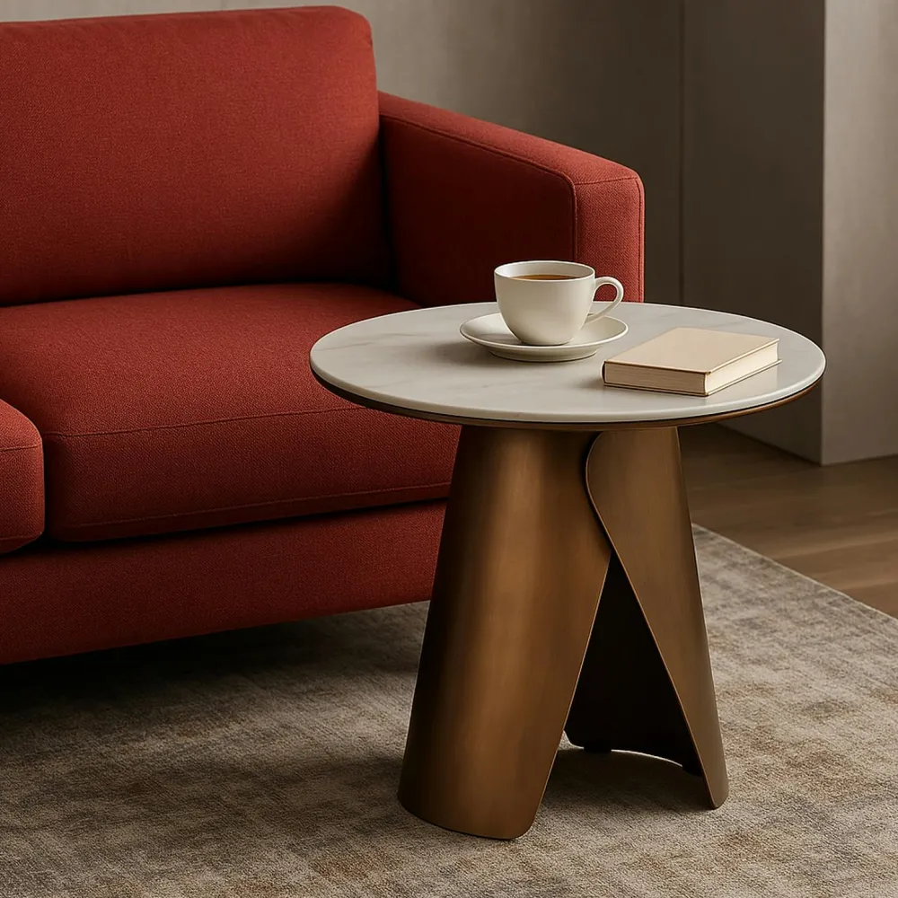 Bouts De Canapé En Métal|Tables Basses Rondes|SEMPIONE Bout de canapé en céramique blanche