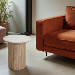 Bouts De Canapé En Bois|PRATO Bout de canapé en céramique effet marbre Ø45 cm