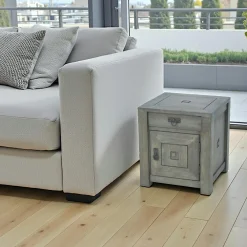Bouts De Canapé En Bois|Tessa Bout de canapé hévéa 1 porte 1 tiroir 45x50cm