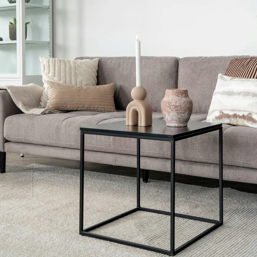 Bouts De Canapé En Bois|Bouts De Canapé En Métal|TALLINN Bout de canapé minimaliste noir - forme cube design