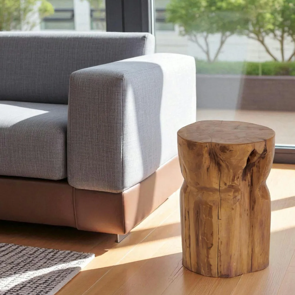 Meubles De Salle À Manger·Tabourets|Arizona Bout de canapé rond en teck massif – style naturel