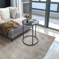 Bouts De Canapé En Métal|TULUM Bout de canapé rond en verre trempé - style design