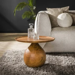 Bouts De Canapé En Bois|Melbourne Bout de canapé rond forme organique en bois d'acacia massif