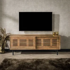 Bouts De Canapé En Métal|Bouts De Canapé En Bois|DELHI Bout de canapé rond strié