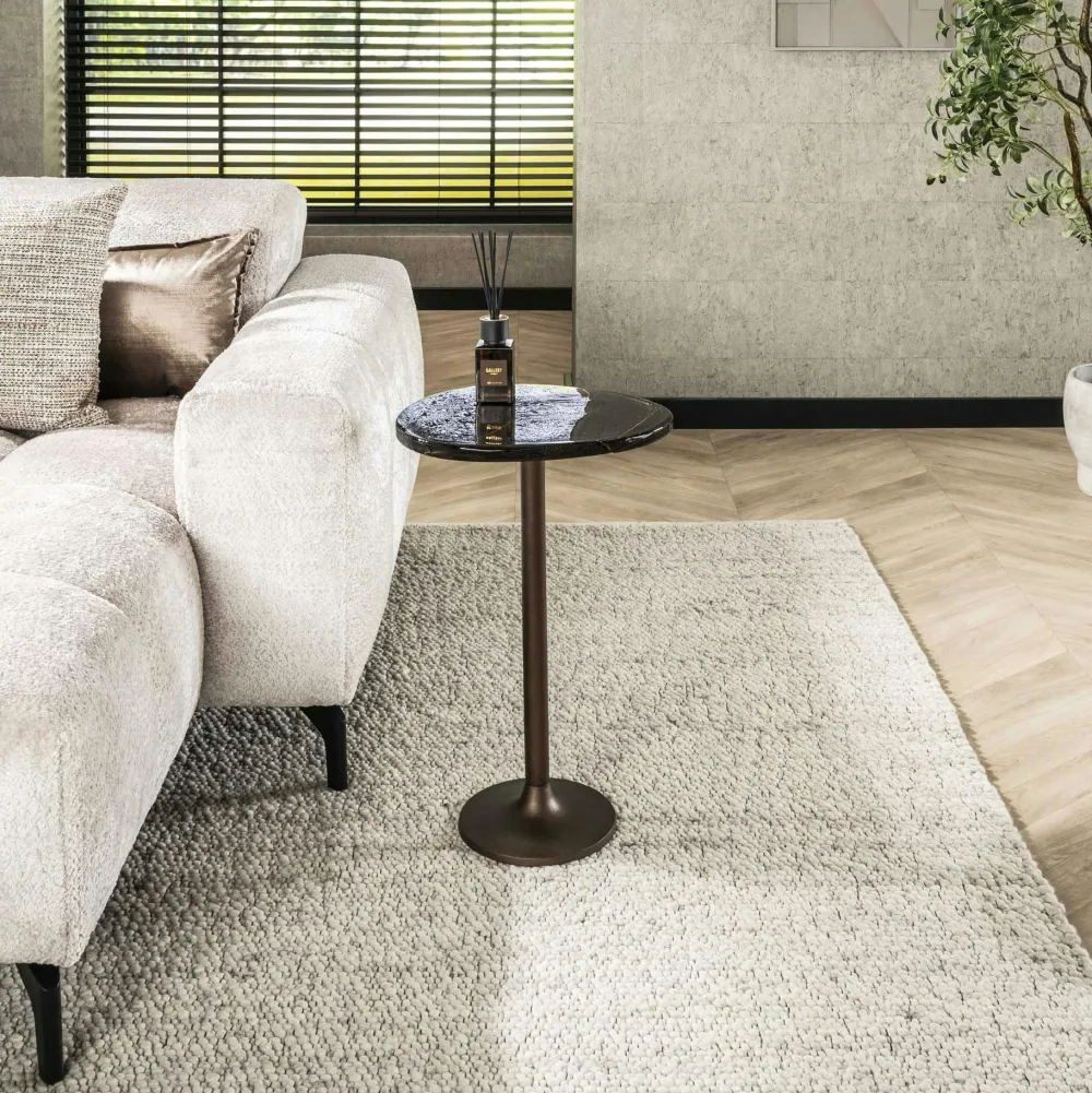 Bouts De Canapé Design|LAGUNA Bout de canapé verre – finition cuivre antique, 50 cm