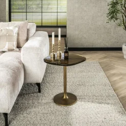 Bouts De Canapé Design|LAGUNA Bout de canapé verre – finition cuivre antique, 60 cm