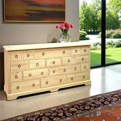 Buffets En Bois|Buffets En Bois|Maori Buffet / Commode Hévéa 18 tiroirs 179,5x50x92,5cm