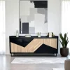 Buffets Noirs|Buffets Noirs|ANINA Buffet 4 portes bois noir et blanc