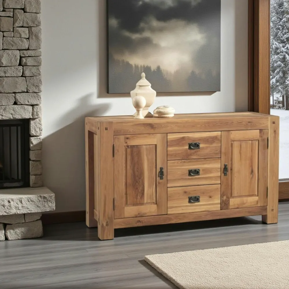 Buffets En Chêne|Buffets En Chêne|Fjord Buffet 3 portes chêne massif 150cm