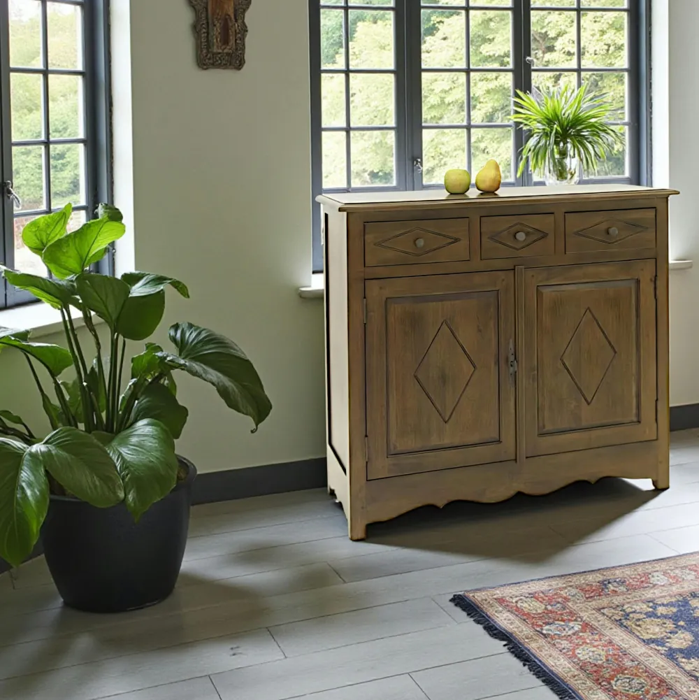 Buffets Bas|Buffet Bas|Tradition Buffet ancien 2 portes bois hévéa 100cm