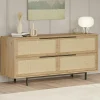 Buffets Contemporains|Buffets Contemporains|VAREN Buffet bohème 4 portes, cannage et ouverture frontale