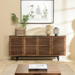 Univers Déco·Globe-Trotter|Buffets En Bois|KANHA Buffet bois exotique 4 portes ajourées