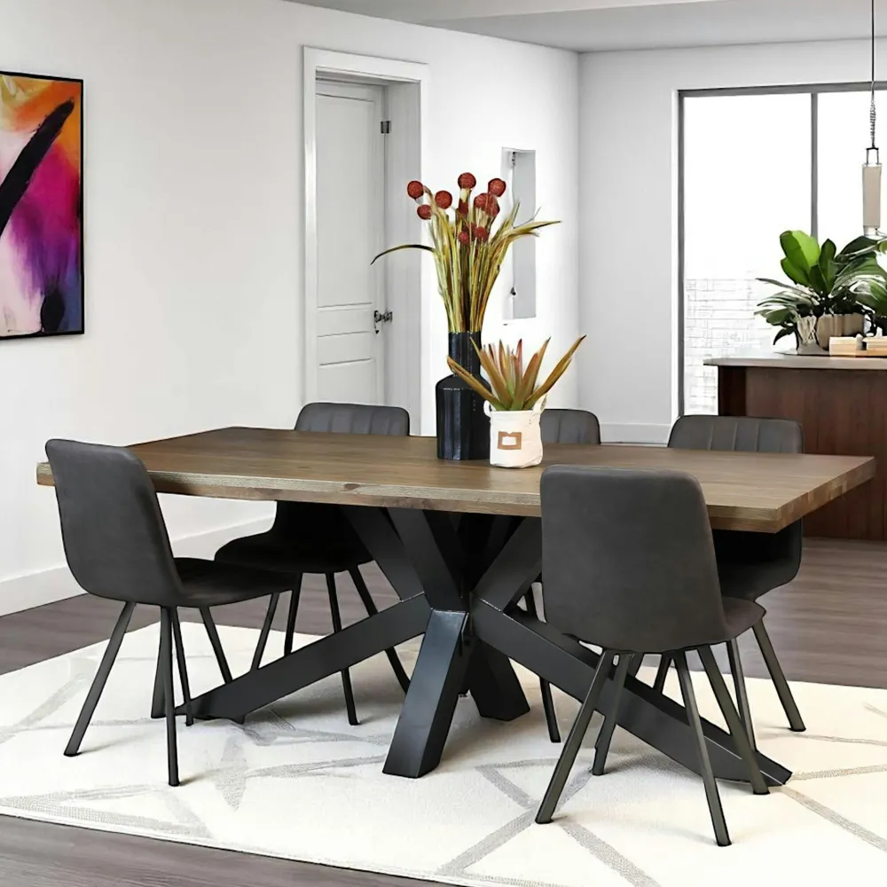 Buffets Contemporains|Buffets Contemporains|HUDSON Buffet contemporain chêne massif encadrement métal noir