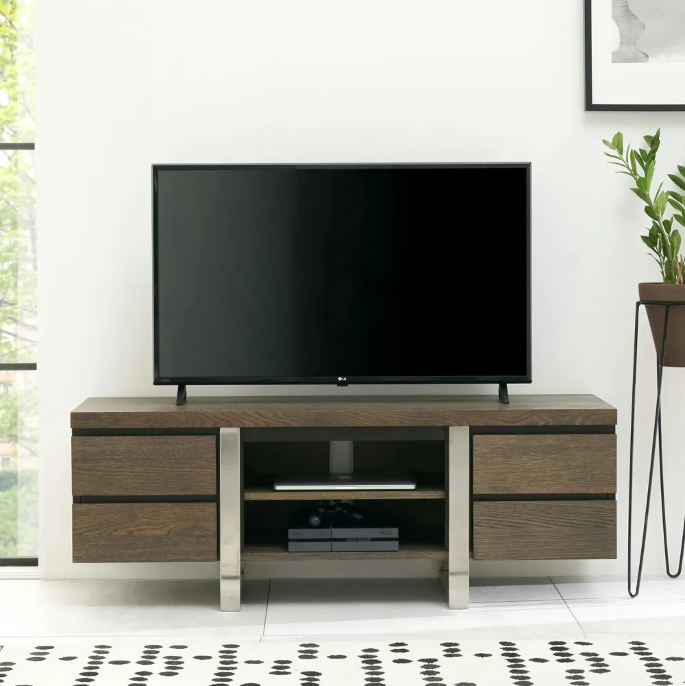 Buffets Contemporains|Buffets Contemporains|RIMINI Buffet de salle à manger en chêne et métal brossé 165 cm