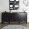 Buffets Contemporains|Buffets Contemporains|UMEA Buffet design moderne 4 portes, façade effet marbre noir