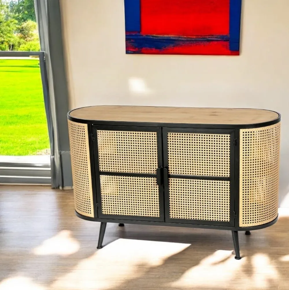 Buffets Contemporains|Buffets Contemporains|HAAG Buffet en cannage métallique 2 portes