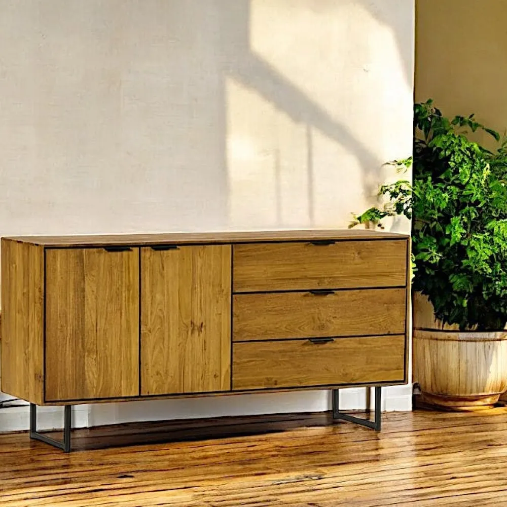 Buffets Contemporains|Buffets Contemporains|DEPOK Buffet en teck recyclé 2 portes