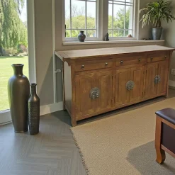 Buffets En Bois|Buffets En Bois|Maori Buffet Enfilade Hévéa 6 portes, 3 tiroirs 190x50x91cm