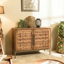 Buffets En Bois|Buffets En Bois|Swing Buffet haut 105,5 cm 2 portes en teck recyclé sur pied