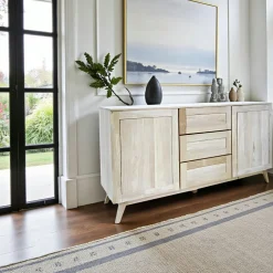 Buffets Vintage|Buffets Vintage|Sixties Buffet Hévéa 2 portes, 3 tiroirs 160x45x85cm