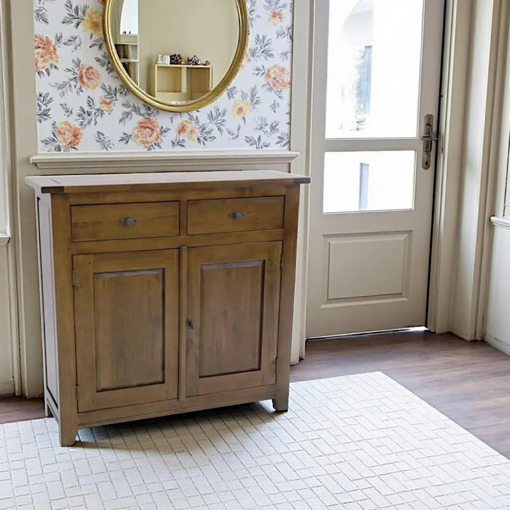 Buffets En Bois|Buffets En Bois|Tradition Buffet Hévéa 2 portes, 2 tiroirs 95x32x90cm