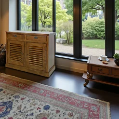 Buffets Bas|Buffet Bas|Maori Buffet Hévéa 2 portes persiennes, 2 tiroirs, 100x45x80cm