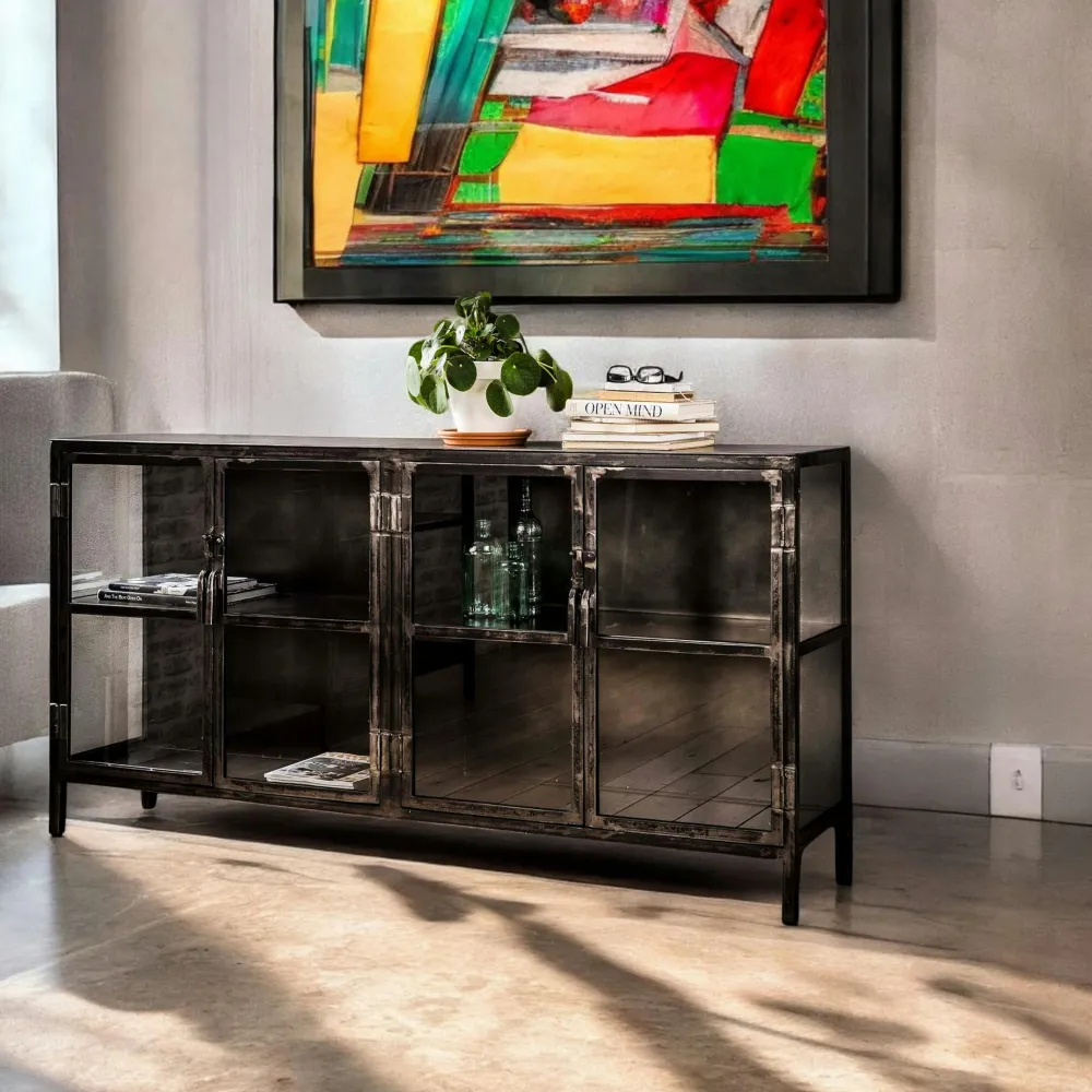 Univers Déco·Loft Industriel|Buffets Industriels|ROADIES Buffet industriel métal verre