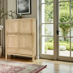 Buffets Contemporains|Buffets Contemporains|Olga Buffet moderne 4 portes 2 tiroirs hévéa 120x150cm