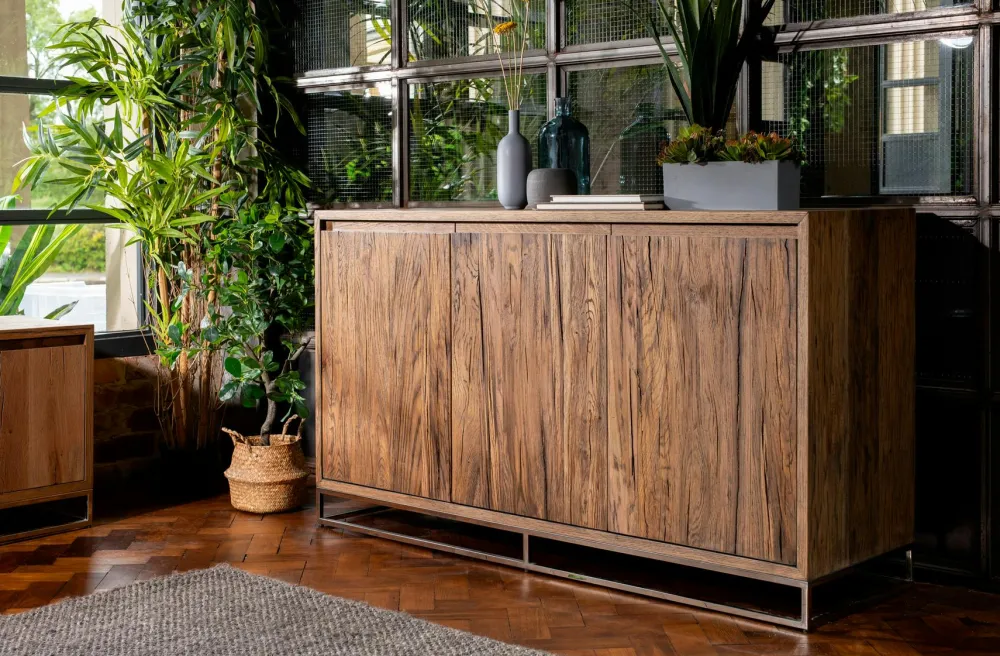 Buffets Contemporains|Buffets Contemporains|RIVERSIDE Buffet moderne 3 portes chêne acier