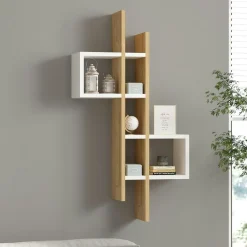 Buffets Contemporains|Buffets Contemporains|JENA Buffet moderne 4 portes effet chêne - 2 niveaux