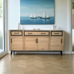 Buffets Contemporains|Buffets Contemporains|GRADO Buffet moderne bois clair - 2 portes, 3 tiroirs