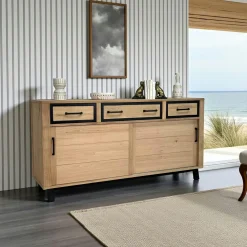 Buffets Contemporains|Buffets Contemporains|GRADO Buffet moderne bois clair - 4 portes, 3 tiroirs