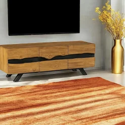 Buffets Contemporains|Buffets Contemporains|BARBADE Buffet moderne bois recyclé teck laque noire 200 cm