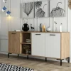 Buffets Contemporains|Buffets Contemporains|JENA Buffet moderne effet bois et blanc, niches ouvertes