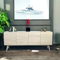 Buffets Contemporains|Buffets Contemporains|COLOGNE Buffet moderne en bois de chêne blanc (3 portes)