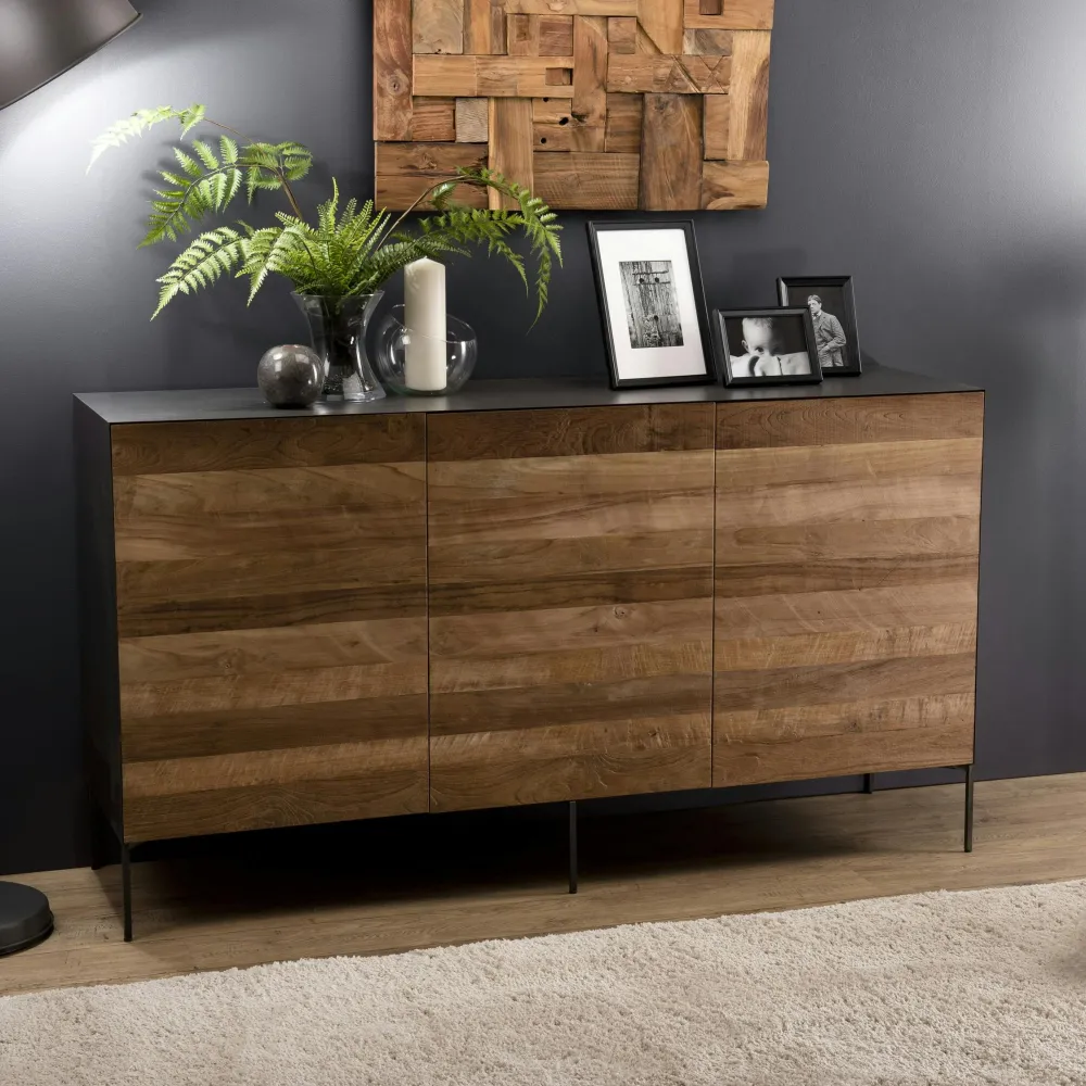 Buffets Contemporains|Buffets Contemporains|PANAMA Buffet moderne teck recyclé 3 portes