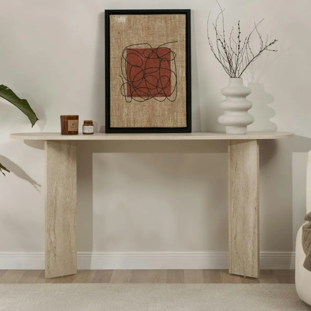 Buffets Contemporains|Buffets Contemporains|MARFA Buffet salle à manger blanc & effet bois, niche centrale